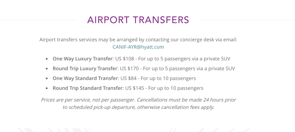 hyatt ziva cancún airport transfers