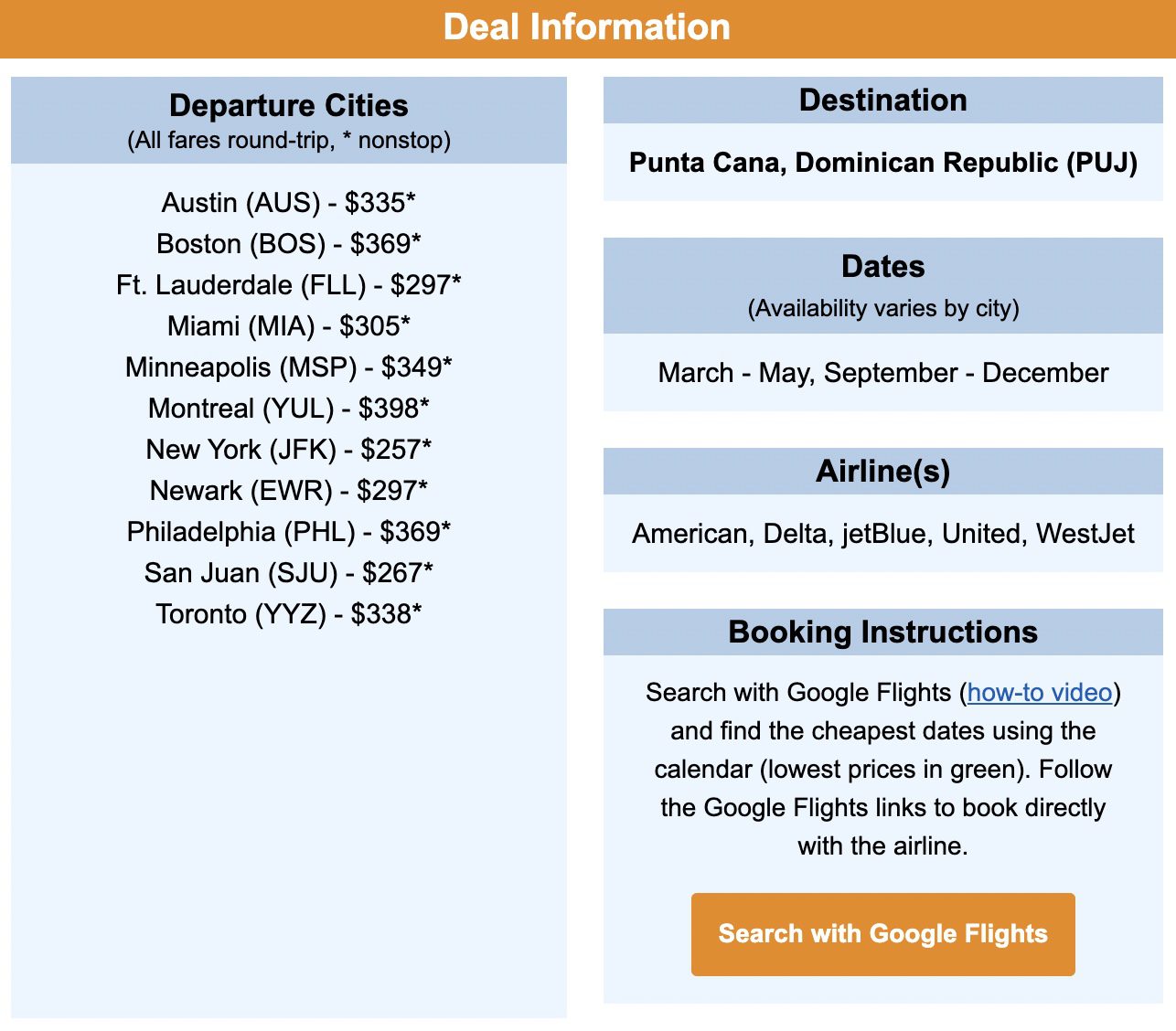 Dominican Republic flight deal