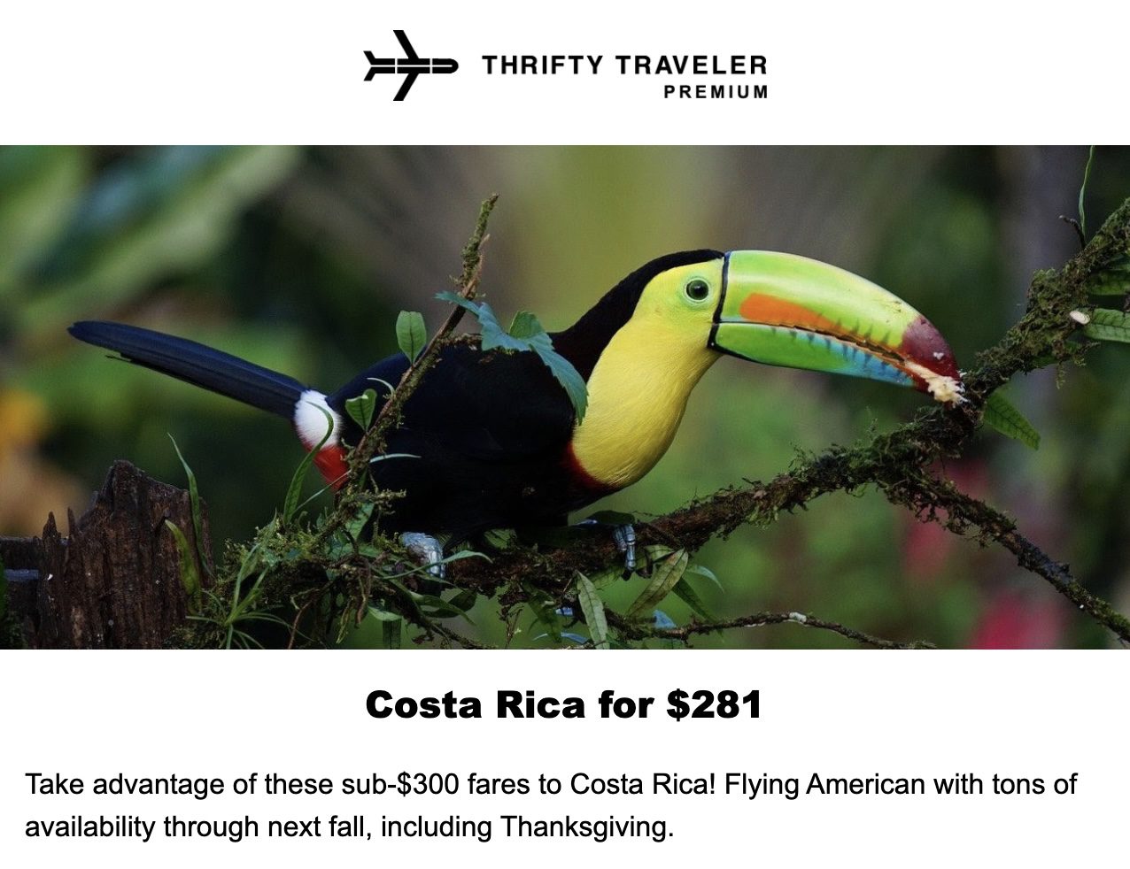 Costa Rica flight deal
