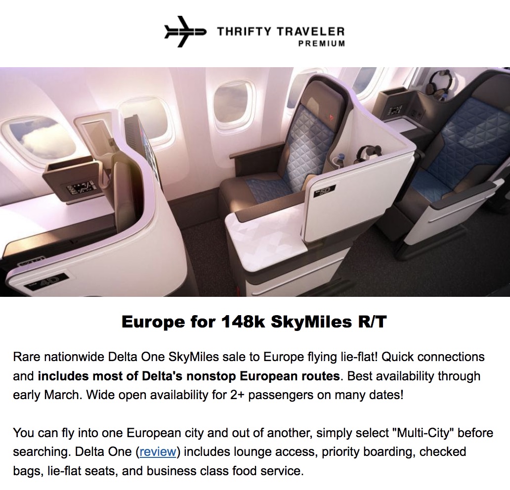 delta skymiles deal   The Best Ways to Book Business Class Flights &#8211; Thrifty Traveler delta one europe deal