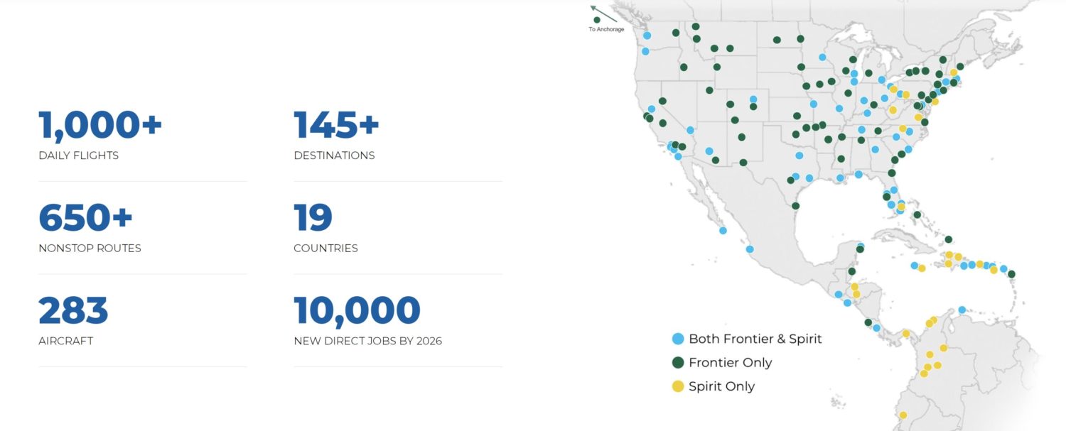 Spirit Map Of Flights Spirit & Frontier Will Merge, Combining Into A Mega-Budget Carrier