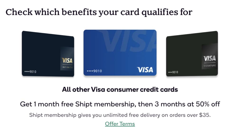 Shipt offers free membership for Visa cardholders