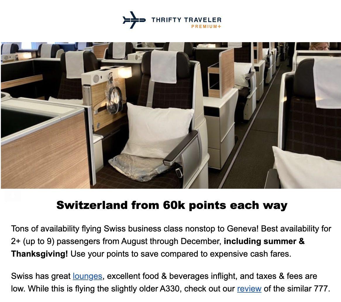 Business class flight deal to Geneva