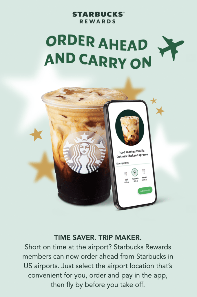 starbucks email about mobile order ahead