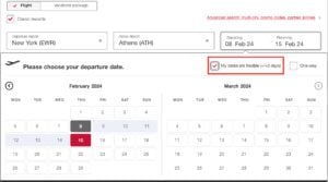 choose flexible dates emirates award search