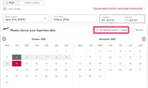 choose flexible dates emirates award search