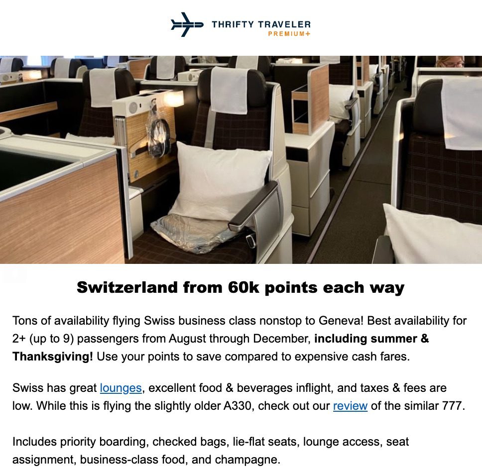 swiss business class deal