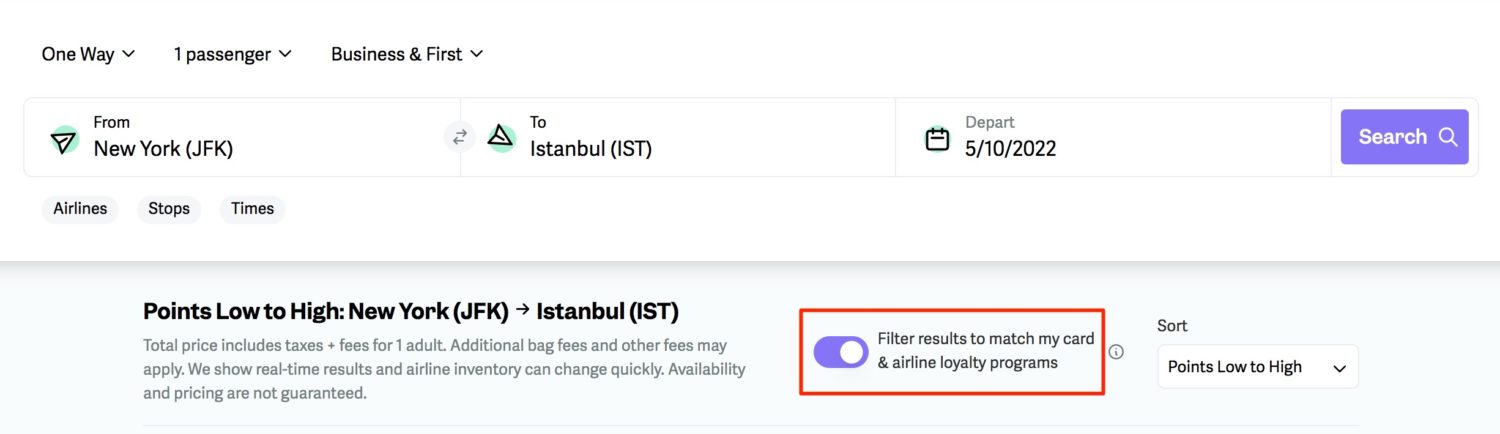 pointme results filtered