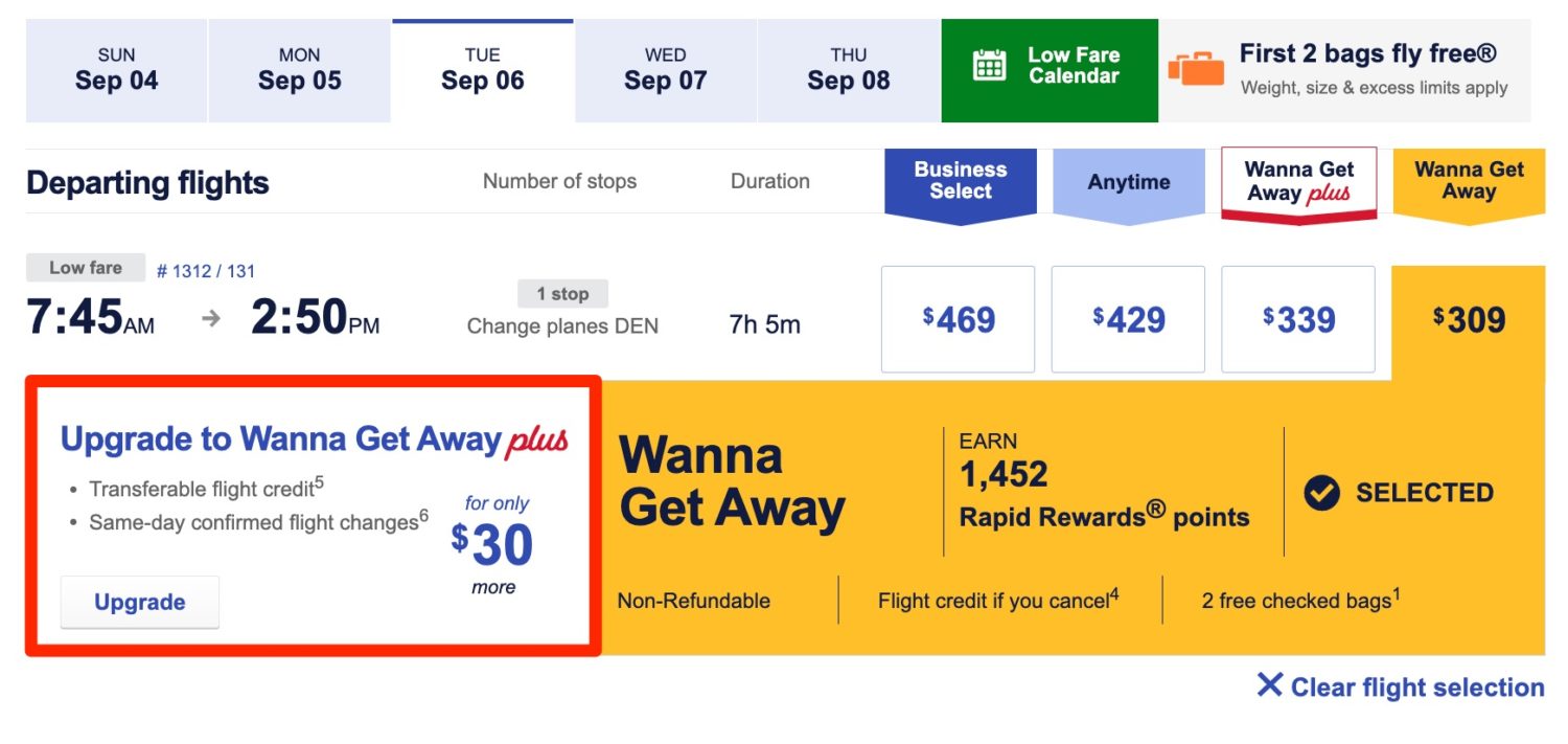 New Southwest Wanna Get Away Plus Fares Go on Sale for 30 Upcharge