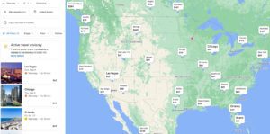 One way flights from Minneapolis to USA Google Explore map