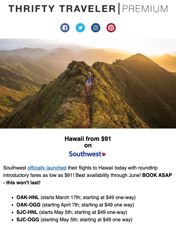Hawaii Southwest deal