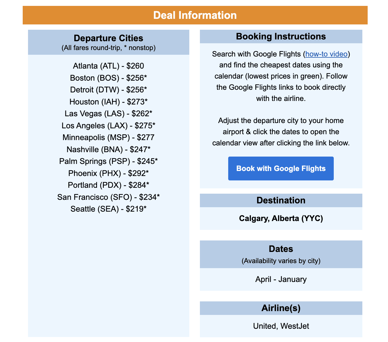 Calgary, Alberta, Canada flight deal