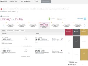 Chicago to Dubai for two passengers