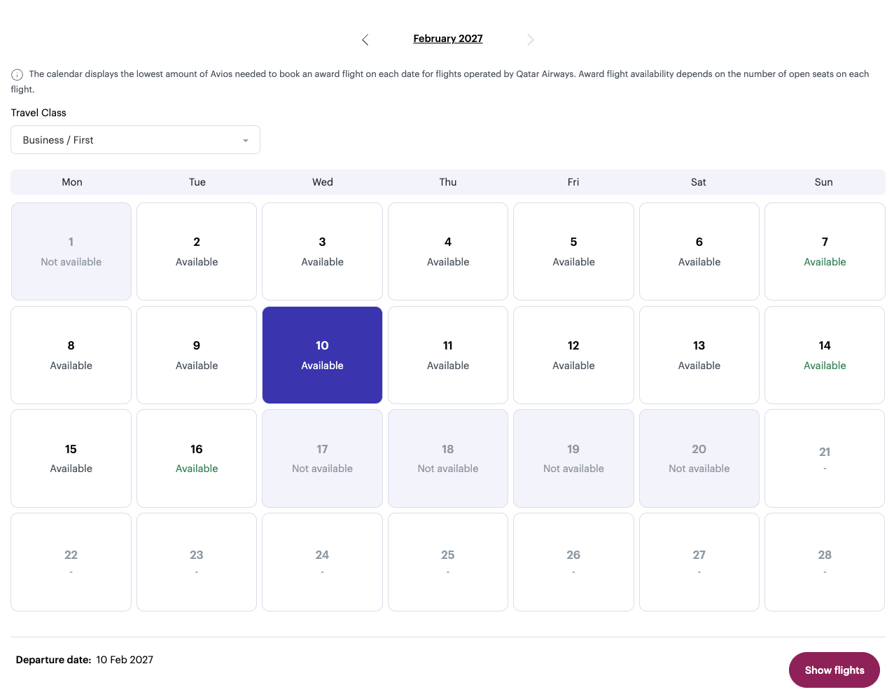The Master Guide to Booking Qatar Airways Flights Using Qatar Avios 34 Qatar award calendar