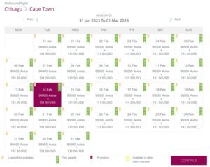 qatar airways flexible calendar view is not accurate