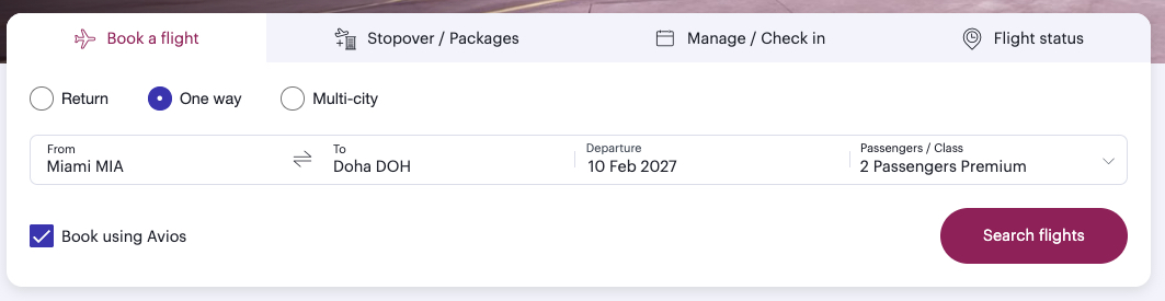 The Master Guide to Booking Qatar Airways Flights Using Qatar Avios 32 Qatar search homepage