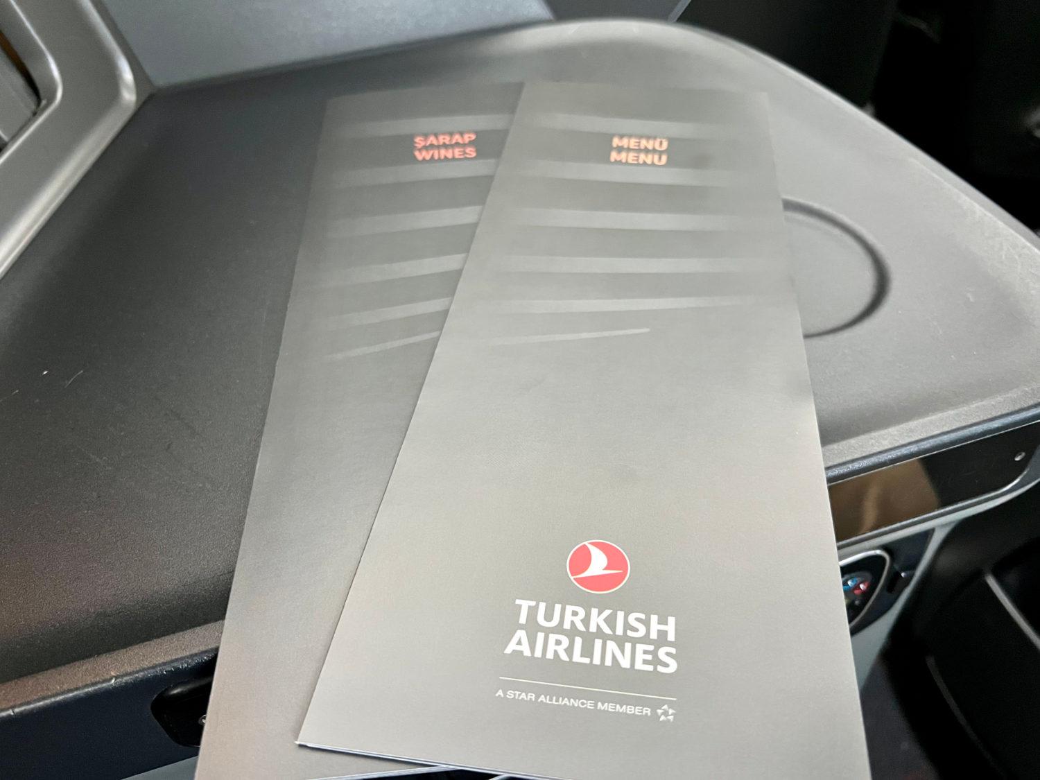 turkish airlines business class menu