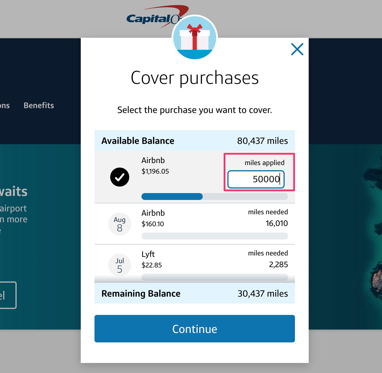 Capital One Miles for Airbnb stays