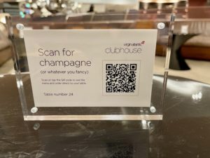 virgin atlantic clubhouse london qr code menu