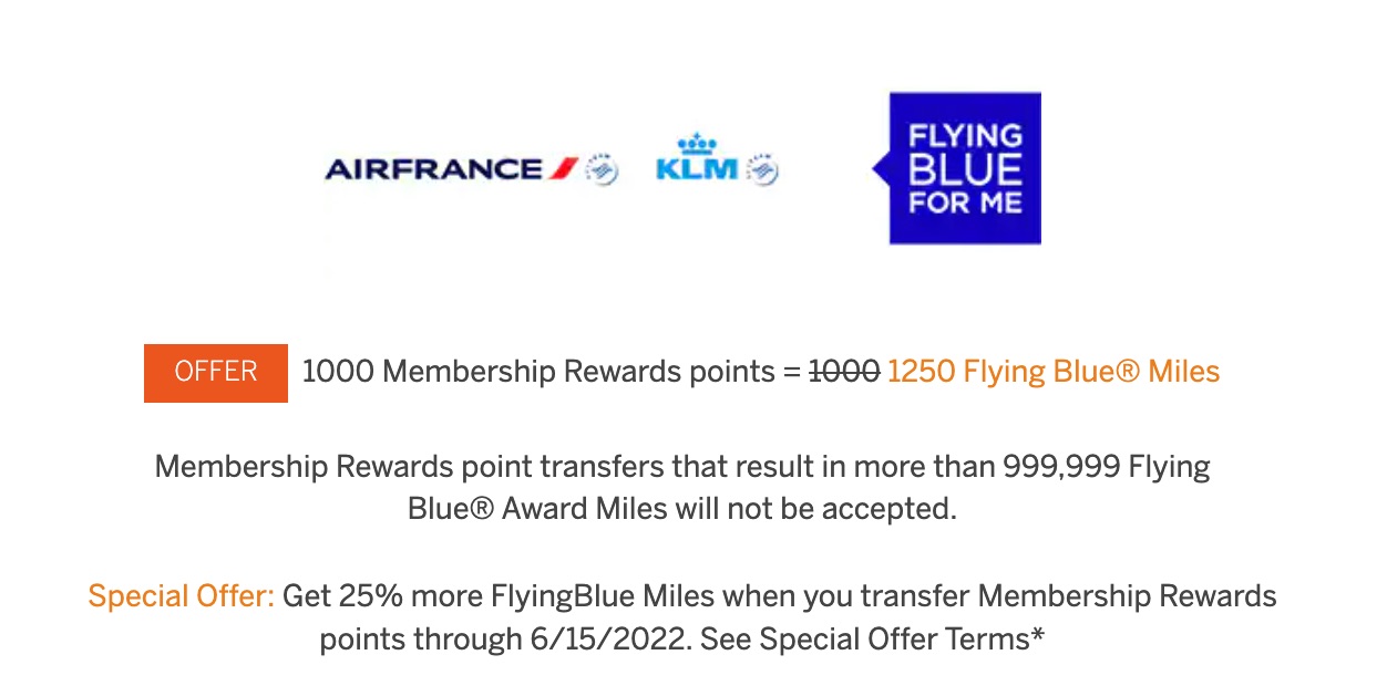 Get a 25 Amex Transfer Bonus to Air France/KLM Flying Blue