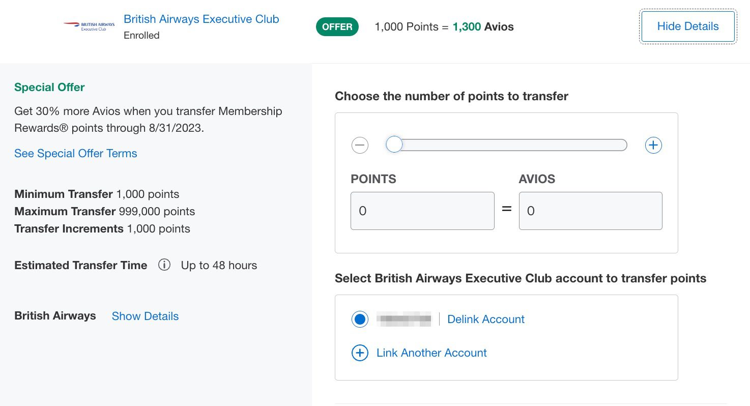 british airways transfer bonus