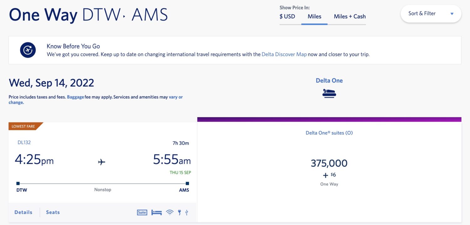 dtw to ams delta one suites