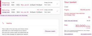 Seattle to maui on Delta using Virgin points