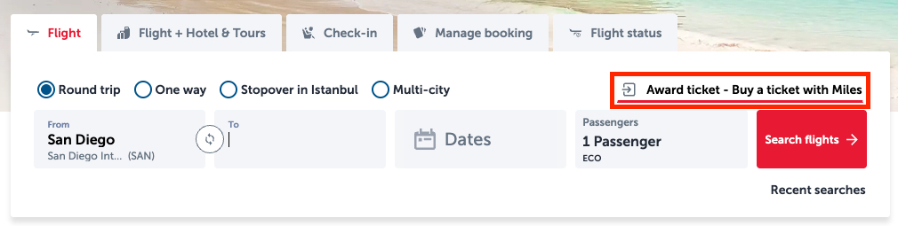 Turkish Airlines Miles & Smiles: The Best Way to Fly to Türkiye 16 turkish award ticket link on homepage
