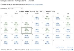 United award search month view