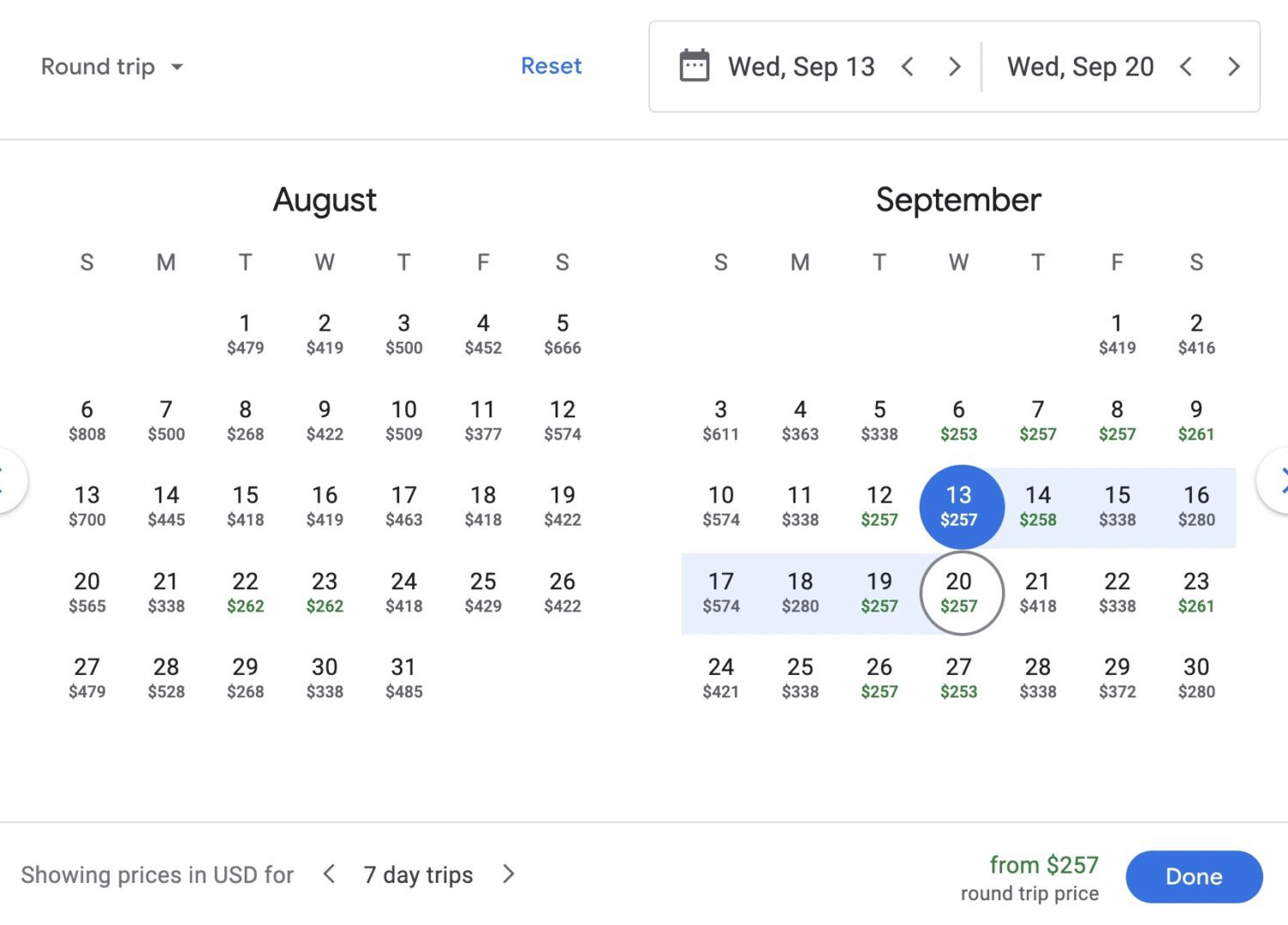 September airfare