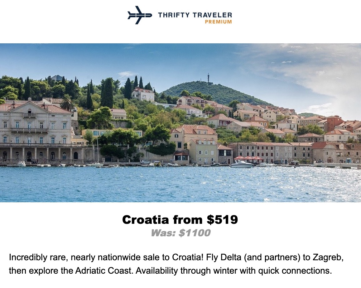 Croatia flight deal