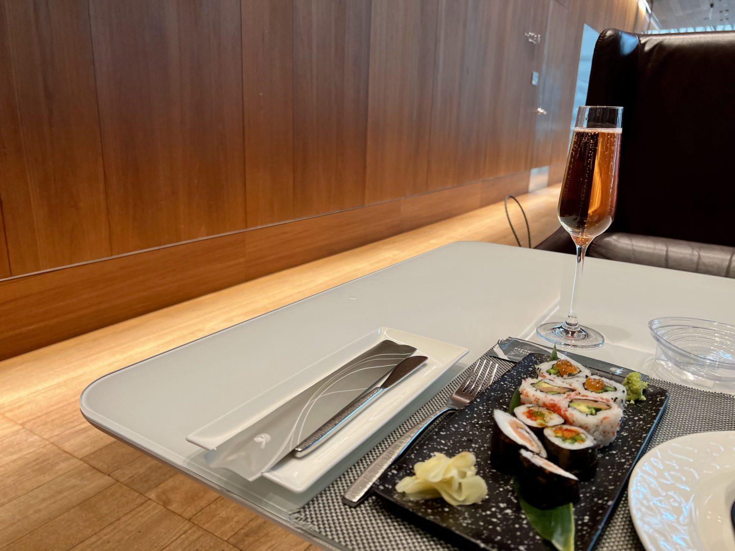 al mourjan business class lounge sushi