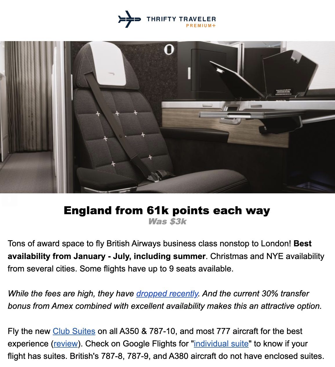 British Airways Club Suites