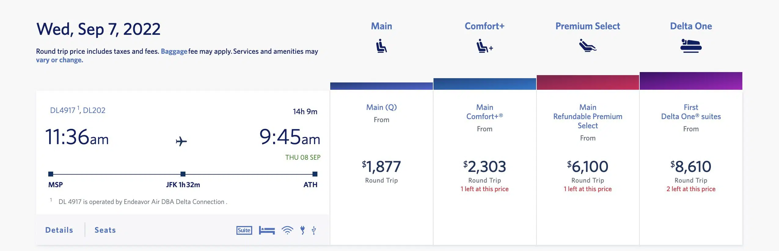 Comfort Plus fares