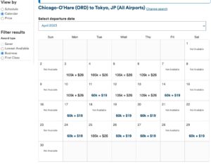 alaska airlines award calendar search