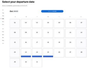 LifeMiles booking calendar