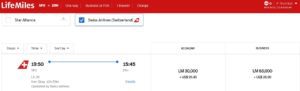 San Francisco to Zurich flying Swiss using Avianca Lifemiles