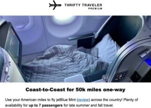 thrifty traveler premium deal jetblue mint