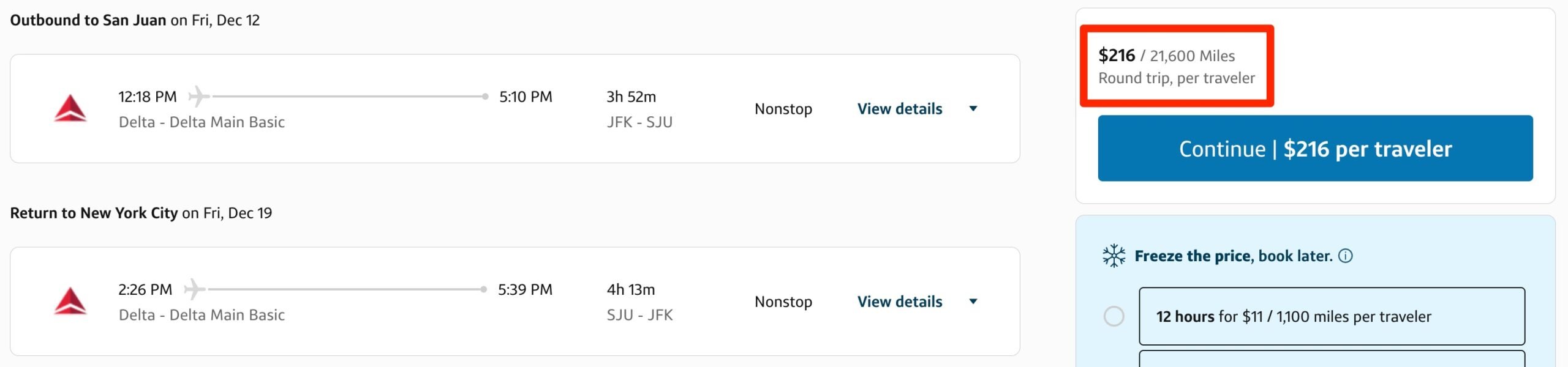 Capital One Travel Booking JFK-SJU for $216 or 21,600 miles