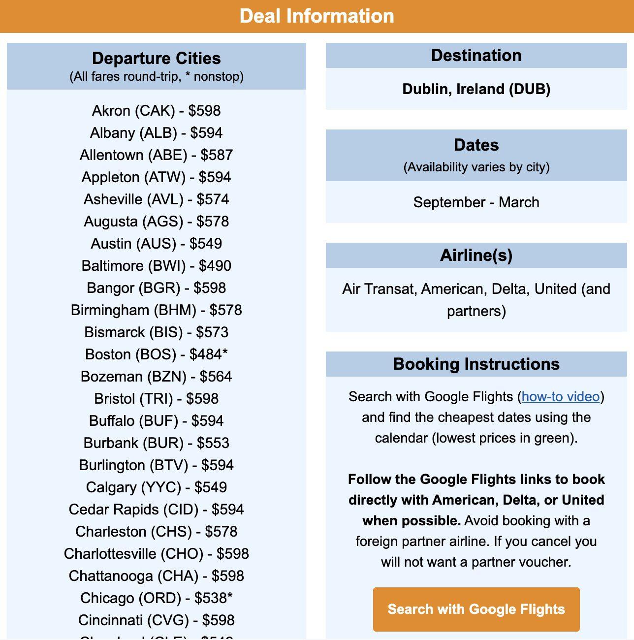 Cheap flights to Dublin