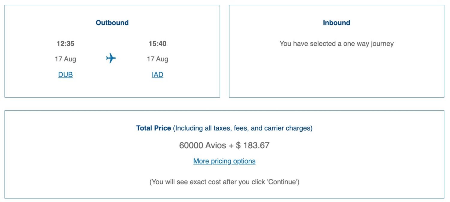 ba redemption aer lingus