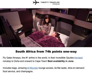 Cape Town Qsuites deal   As Airfare Drops, Points and Miles Deals are Back, Too! &#8211; Thrifty Traveler cape town qsuites deal 300x238
