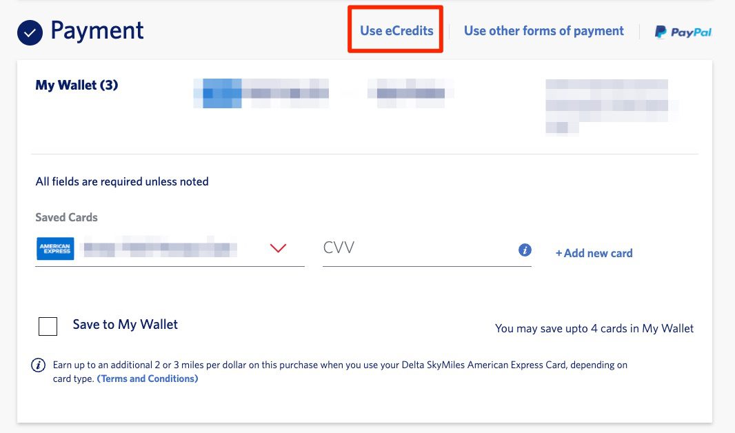 delta use ecredits
