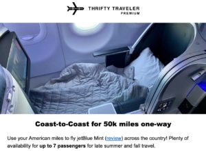 thrifty traveler premium deal jetblue mint