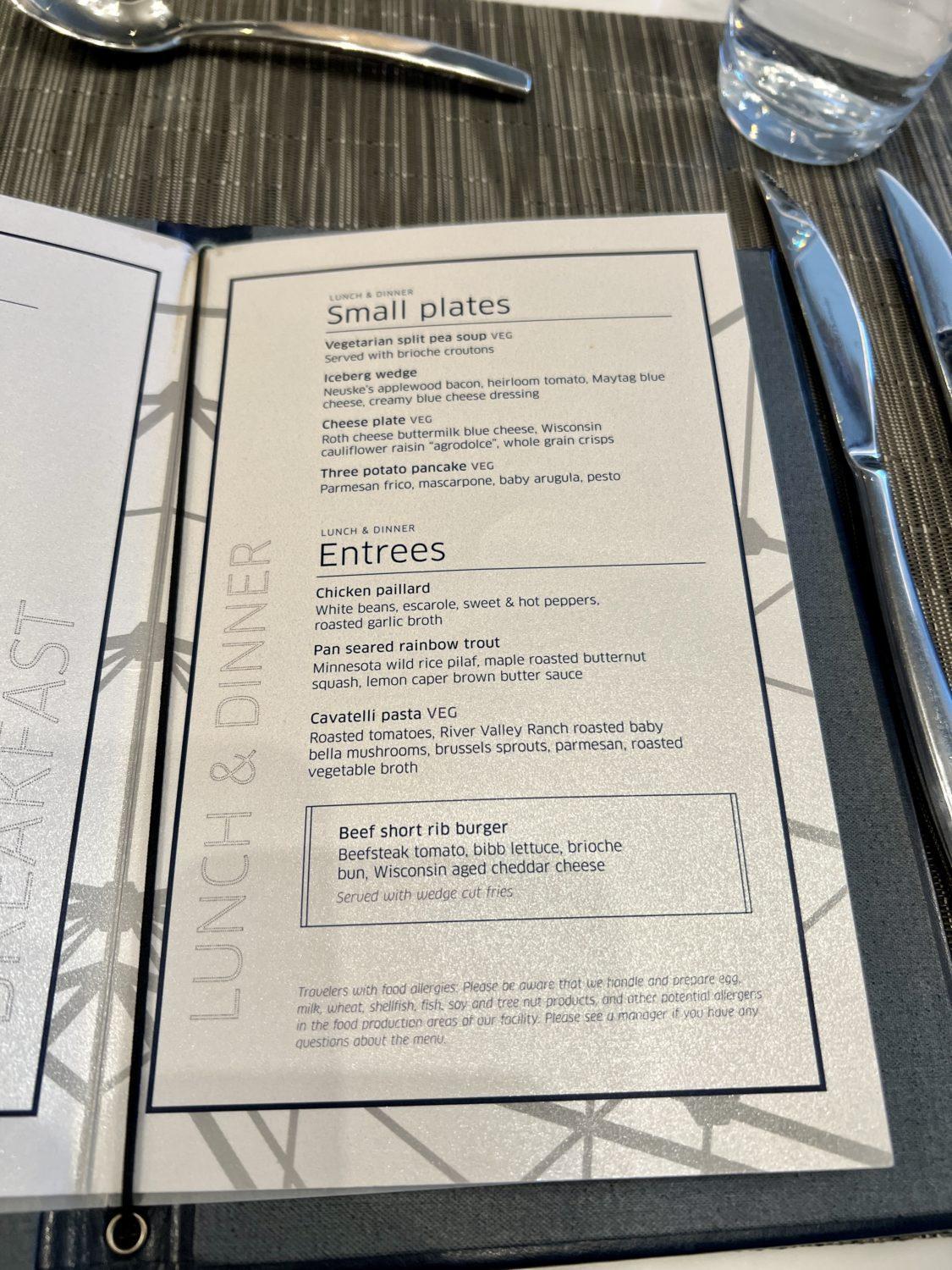 united polaris lounge chicago dinner menu