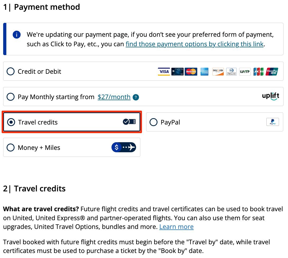 united travel credit