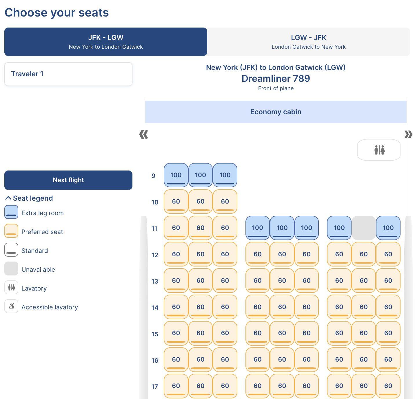 Norse Atlantic seat selection