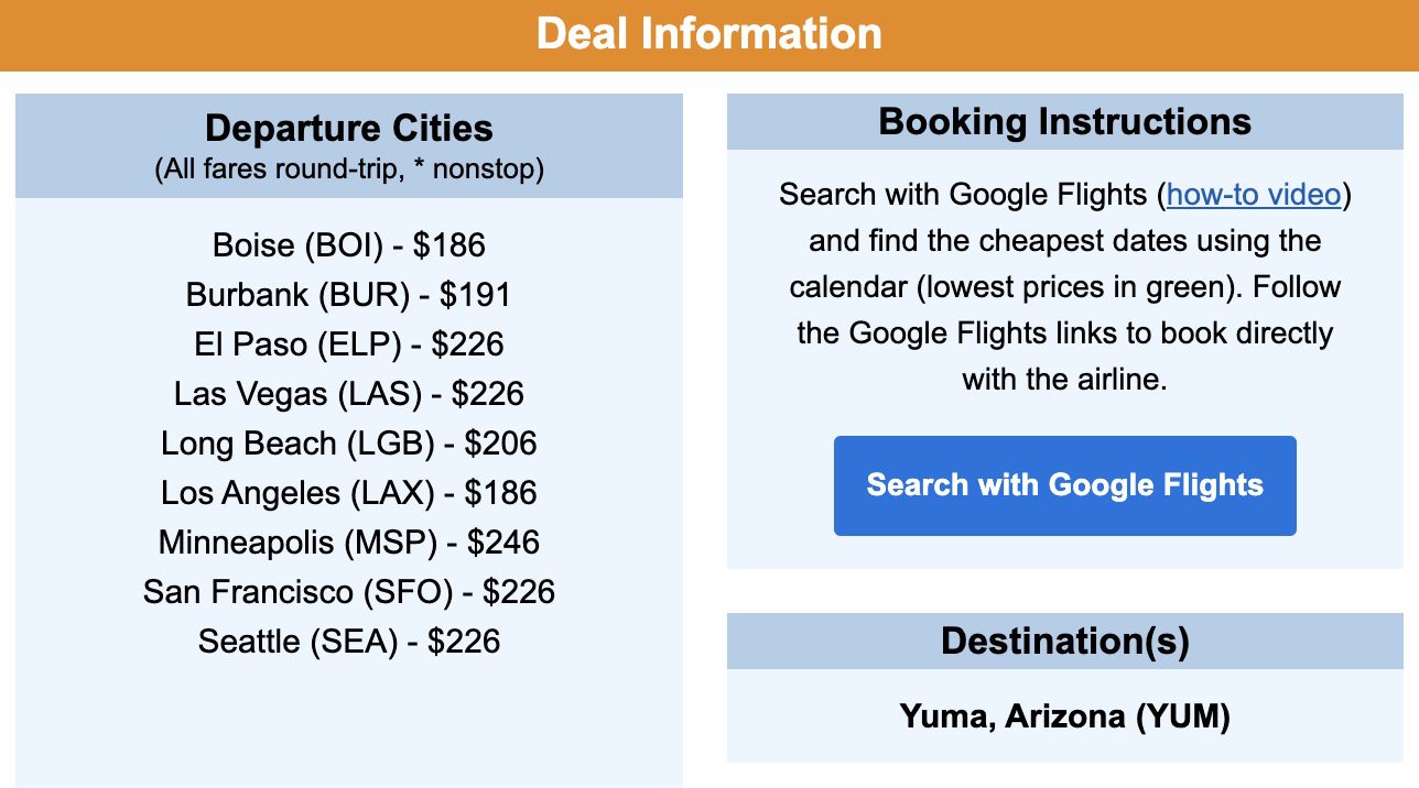 Cheap Flights to Yuma