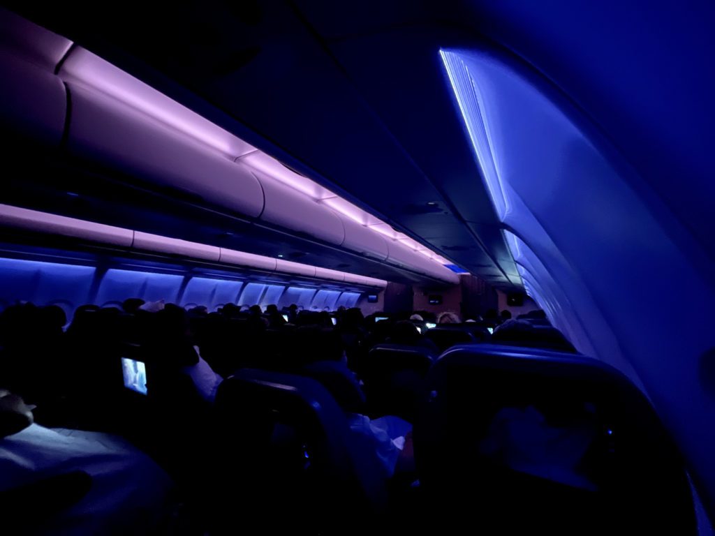 SAS premium economy mood lighting