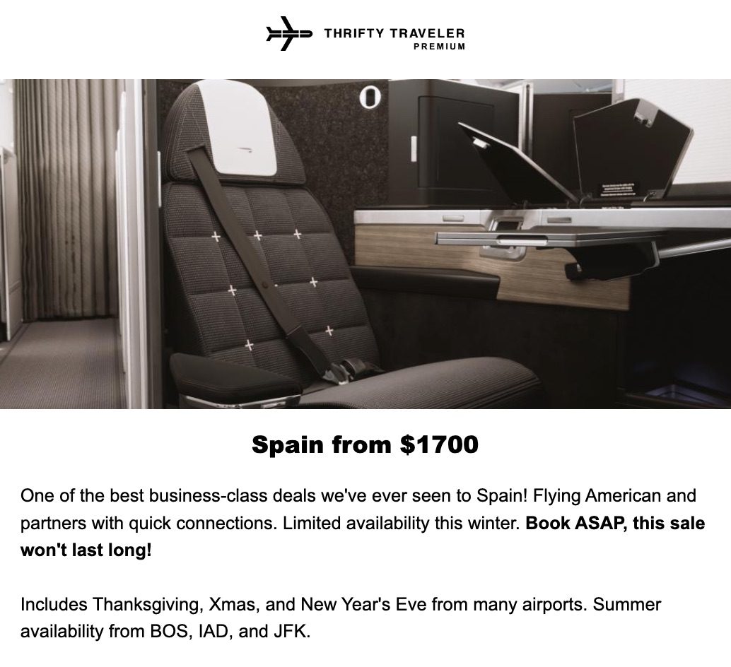 spain business class deal